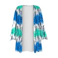 thumbnail image 2 of Sksloeg Cardigan 3/4 Sleeve for Women Casual Drape Open Front Kimonos Lightweight Summer Cardigan with Pocket Color Block Button Down Sweaters Duster,Multicolor L, 2 of 5