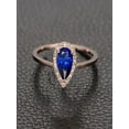 thumbnail image 2 of 1.25 Carat Pear Cut Real Blue Sapphire And Diamond Engagement Ring In 10K Rose Gold For Women, 2 of 2