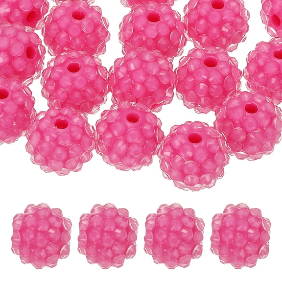 Uxcell 14mm Resin Rhinestone Clay Beads for Jewelry Making, 20 Pack, Clear Pink