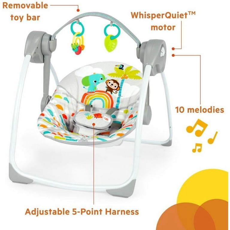Bright Starts Playful Paradise Portable Compact Baby Swing with