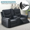 thumbnail image 3 of LVUYOYO Leather Recliner Modern Loveseat Sofa, Manual Reclining Loveseat with Console, RV Loveseat Recliner, Wall Hugger Loveseat Recliner with Cup Holder and Side Pocket for Living Room(Black), 3 of 7