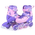 thumbnail image 1 of Babyjoy Patins en Ligne pour Enfants, Patins à Roulettes Réglables Lumineux avec Roues Lumineuses Violet, 1 of 9
