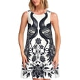 thumbnail image 1 of Fotbe Artistic Black White Peacocks Vestido de Verano sin Mangas para Mujer – Vestido Midi Línea A, Estilo Camiseta Floral, Vestido Playero Casual y Fluido, 1 of 7