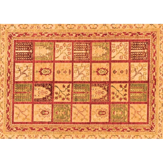Ahgly Company Indoor Rectangle Abstract Orange Modern Area Rugs, 2' x 5'