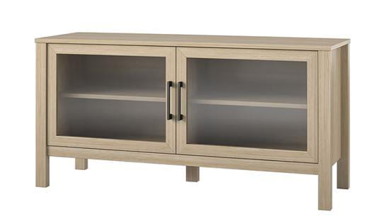 Mainstays Glass Door TV Stand for TVs up to 55", Spring Pine