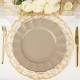 thumbnail image 2 of Balsa Circle 10 Taupe 11" Round Disposable Salad Dinner Plastic Plates Gold Wavy Trim Wedding Party Tableware, 2 of 7