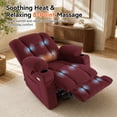 thumbnail image 5 of MCombo Electric Power Recliner Chair with Massage & Heat, Extended Footrest, USB Ports, 2 Side & Front Pockets, Cup Holders, Burgundy Red Plush Fabric 8015, 5 of 10