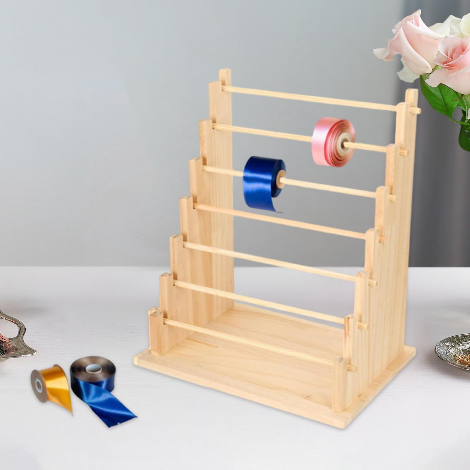 HILABEE Wooden Ribbon Organizer Rack, Washi Tape Organizer, Jewelry Storage, Hanging Rack, Bracelet Display Stand for Florists, Photo Props