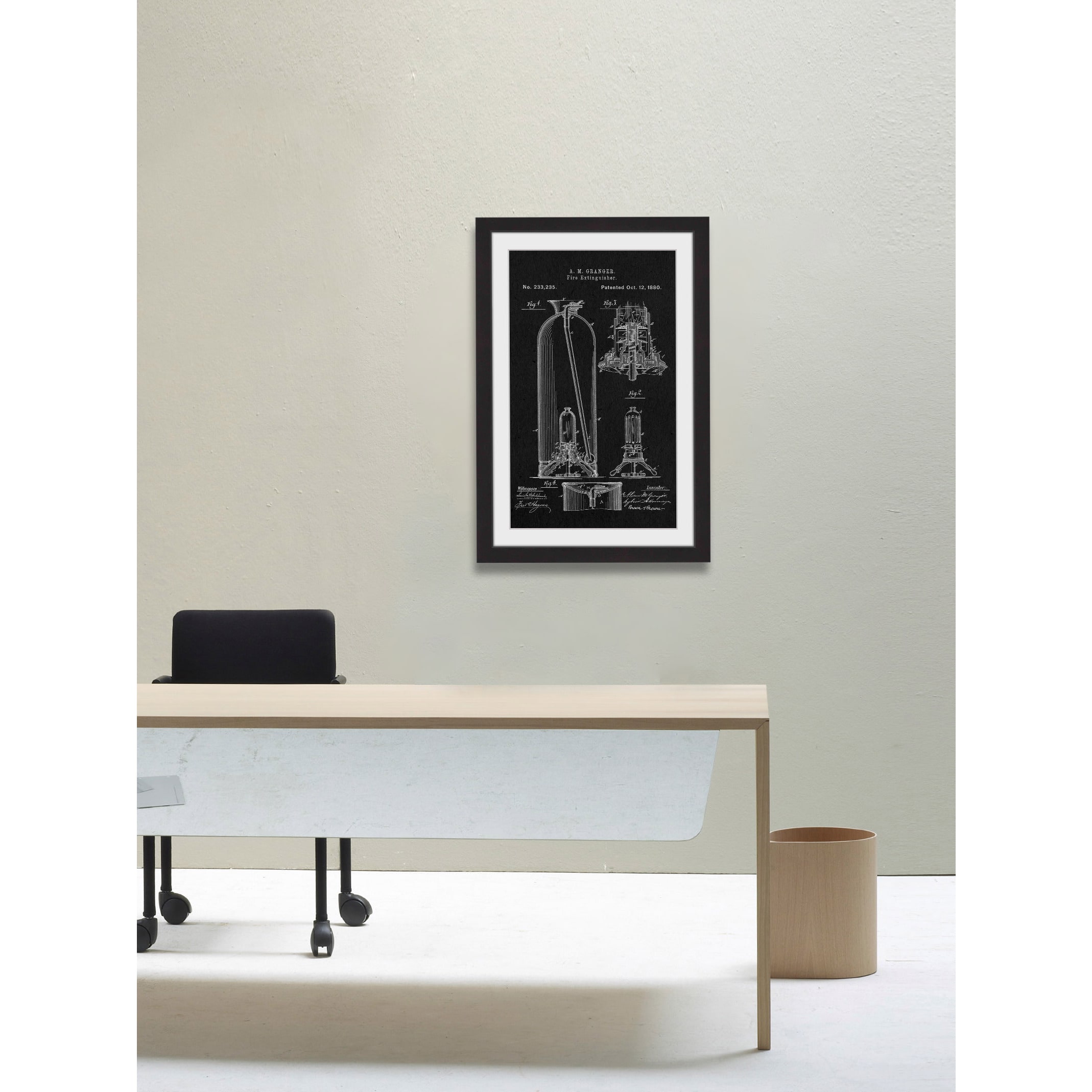 "Extinguisher 1880 Black Paper" Framed Painting Print