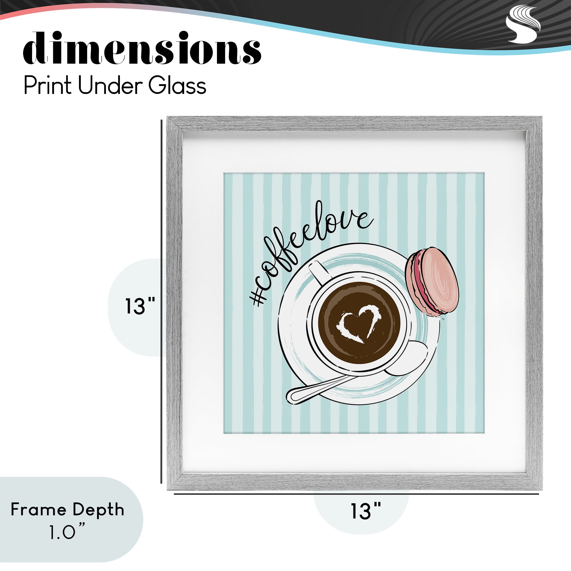 Stupell Industries Coffee Love Hashtag Gray Framed Print Under Glass, design by Martina Pavlova
