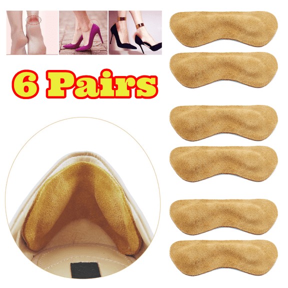 6 Pairs Leather Heel Grips, Shoe Liners for Women & Men, Heel Pads to Stop Blisters & Heel Pain
