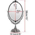 thumbnail image 2 of Elegant Silver Makeup Mirror, Double Sided Oval Design with Plated Mirror for Clear Image, Classical European Retro Style, Light-weighted with Velvet Base Layer for Anti-slip Performance, 2 of 5