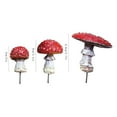 thumbnail image 3 of HmNPlay 3-Pack Glow in Dark Red Mushroom Statues - Handmade Weatherproof Polyresin, Mini Fairy Garden Decor for Outdoor, Terrarium & Desktop (2.7/2.4/2 Inch), 3 of 9