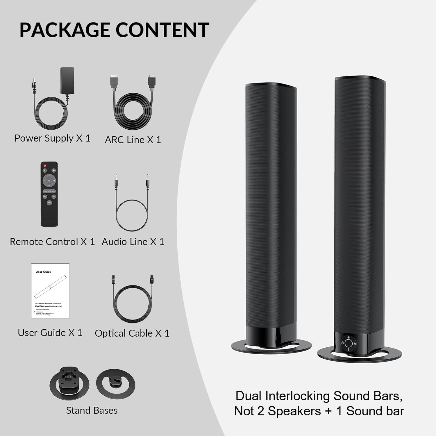 COWIN 2-in-1 Detachable Soundbar for TV, 80W Bluetooth photo 2