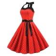 thumbnail image 4 of Jamsmile Womens Rockabilly Dress Summer Halter Polka Dot Strapless High Waist Vintage Hanging Neck Dress, 4 of 5