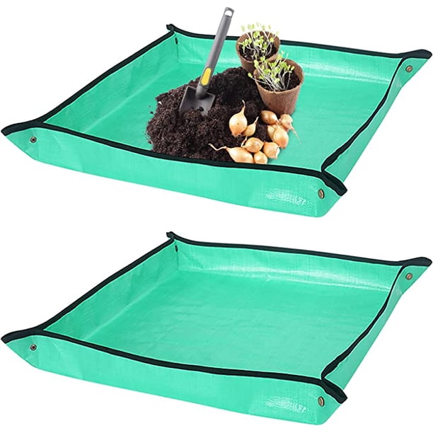 1 Uds. Tapete impermeable para jardinería, tapete plegable para plantar flores, 100x100cm, herramientas para macetas, maceta semivegetal para interiores y exteriores (verde)