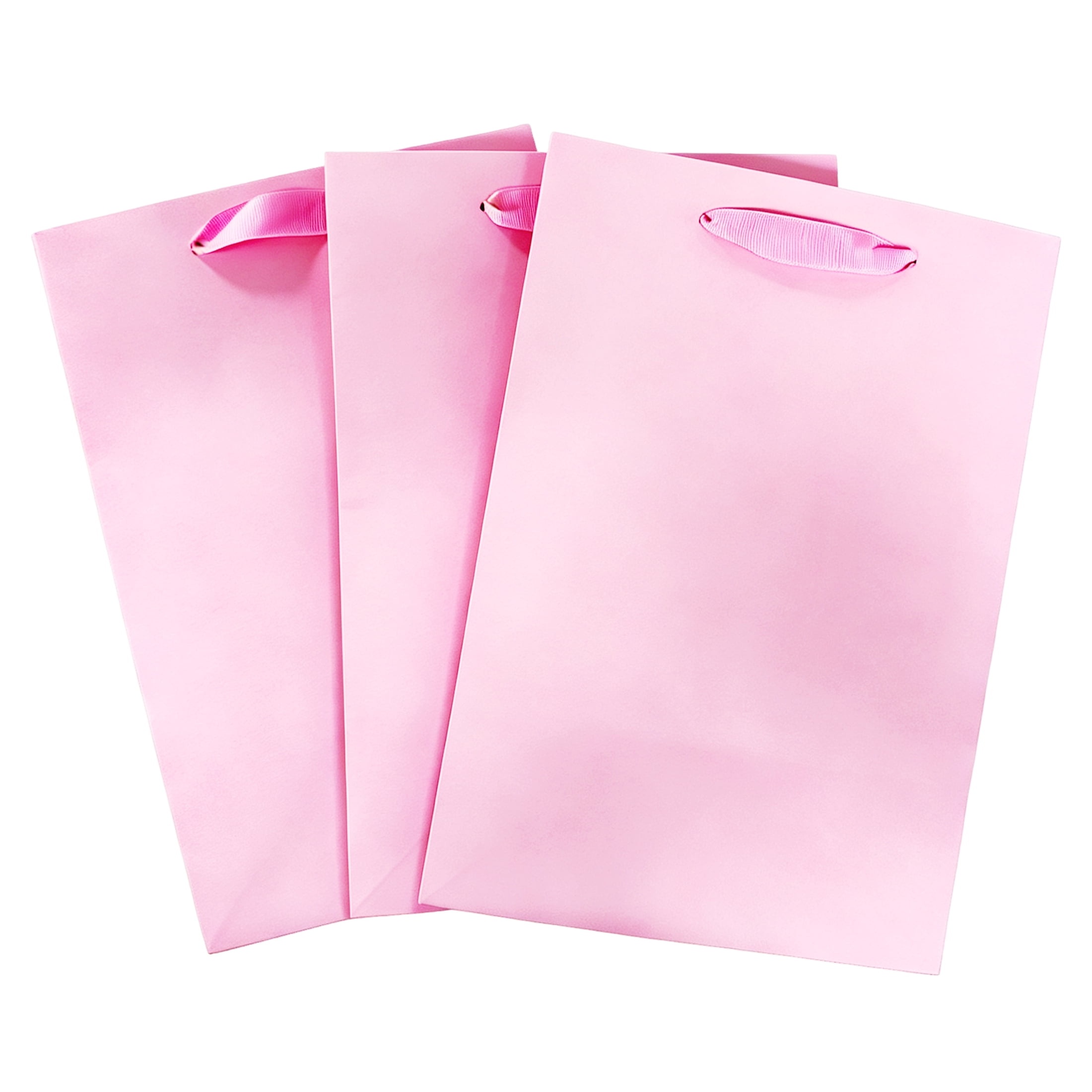 Large Pink Paper Gift Bags, 7" x 5" x 10", 3 Count, by Way To Celebrate