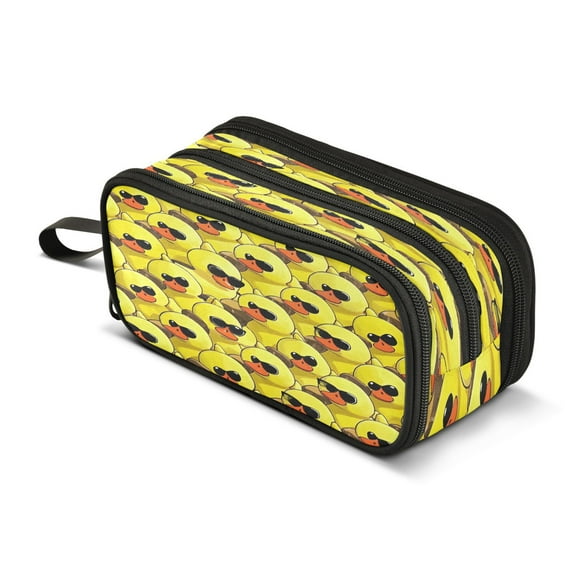 ALAZA Cartoon Cute Ducks Pencil Case Bag 3 Compartment Pen Pouch Large Storage Holder Box Organizer