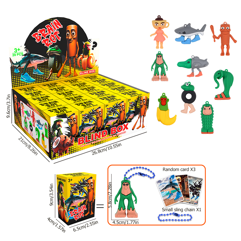 20Pcs Italian Brainrot Blind Box Random Card Inside, 3D Brainrot
