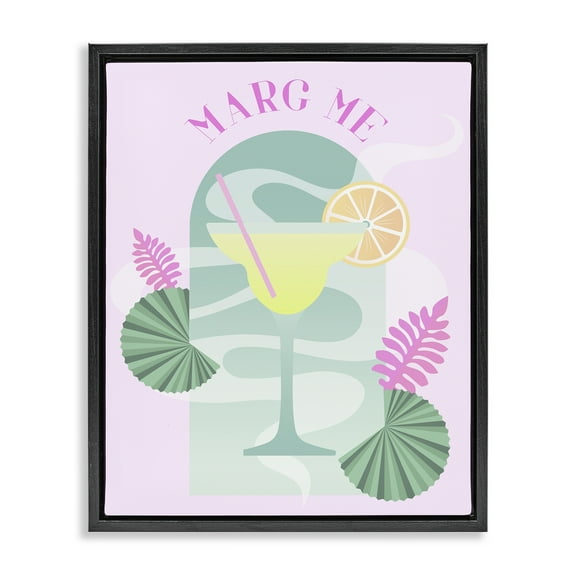 Stupell Industries Marg Me Phrase Food & Beverage Painting Black Floater Framed Canvas Art Print Wall Art, 17 x 21