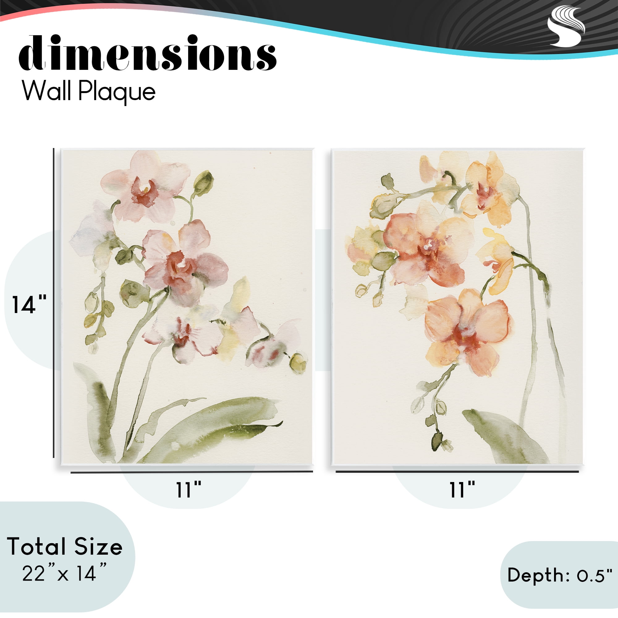 Stupell Industries Delicate Orchids in Bloom 2 Piece Wall Plaque Art Set, design by Victoria Barnes
