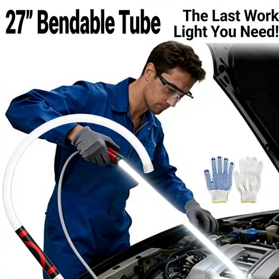Bendable LED Light Stick 27 Inch, Flexible Rechargeable Mechanic Flashlight High Lumen, 3 Brightness Modes Work Light for Tight Spaces Auto Repair Tool