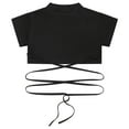 thumbnail image 2 of Kaerm Kids Girls Short Sleeve T Shirts Crop Tank Tops Cirss Cross Back Tops Tee Shirts Dance Tops Black 130, 2 of 7