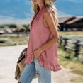 thumbnail image 6 of TGSLY Sleeveless Halter Tank Tops for Women Scalloped Deep V Neck Solid Color Blouses Loose Flowy Fit Ruffle Hem Boho Casual Style Shirts S, 6 of 7
