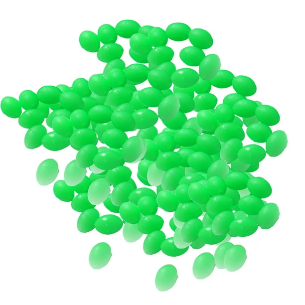 100pcs fishing beads green glow oval shaped 8x12mm 2.5mm 