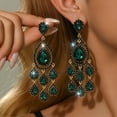 thumbnail image 2 of AEXTO Long Full Rhinestone Teardrop Crystal Dangle Chandelier Drop Earrings Fashion Jewelry, 2 of 9