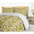 thumbnail image 5 of Ambesonne Spring Duvet Cover Sets, Colorful Shabby Drawn Flower, 2-Queen, Pale Earth Yellow Pink, 5 of 6