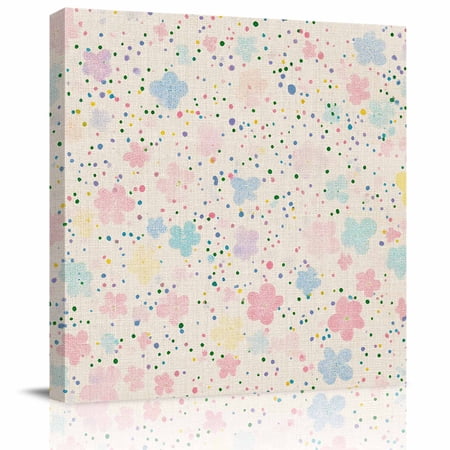 Wall Art Prints Colorful Flowers Framed Canvas Prints for Bedroom Living Room Bathroom Office Polka Dots Spring Modern Retro Gallery Wrap Wall Art Poster for Gifts Home Decor 20 x20