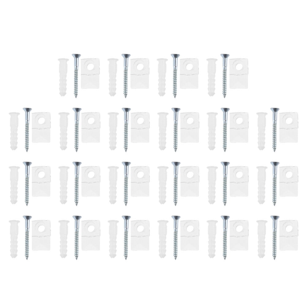 22 Sets Mirror Holder Clips Clear Plastic Mirror Clip Glass Retainer