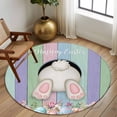 thumbnail image 2 of Round Rug 7Ft Washable Non-Slip, Easter Bunny Circle Area Rugs for Living Room Bedroom, Eggs Cute Rabbit Floral Colorful Country Wooden Indoor Floor Mats Carpet Runner for Home Decor Aesthetic, 2 of 8