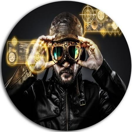 Design Art 'Fighter Pilot with Hat and Glasses' Graphic Art Print on Metal