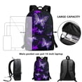thumbnail image 4 of Uorisanigo Purple Butterfly School Backpack, Girls Travel Rucksack+Stationery Pencil Case Bag+Insulated Lunch Box Bag+Water Bottle Holder Pouch Set of 4 Packs, 4 of 7