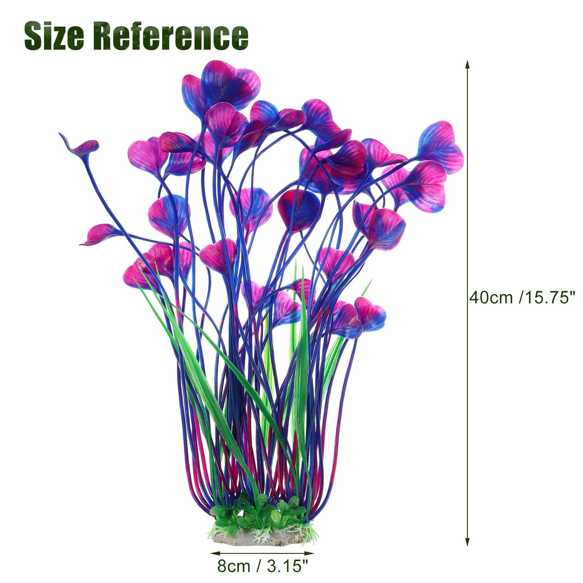Unique Bargains 2pcs Large Aquarium Plastic Plants Tall Aquarium Plants for Fish Tanks Decor 20.47" Height Purple Green