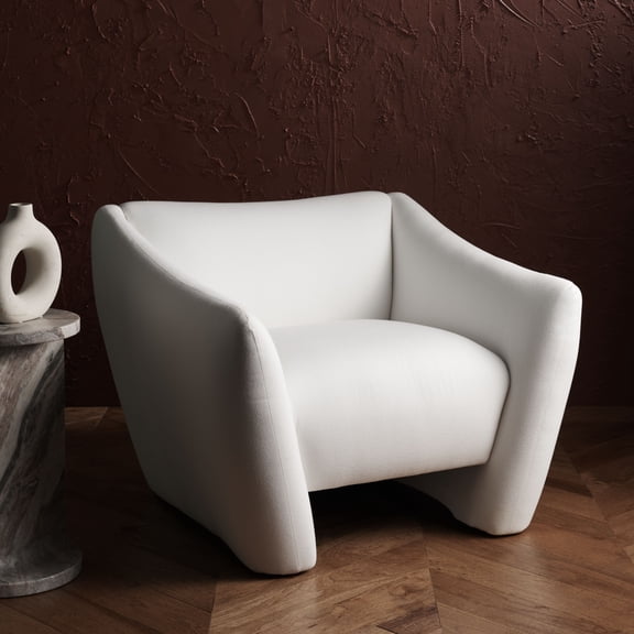 SAFAVIEH Couture Stefanie Modern Linen Solid Accent Chair, White
