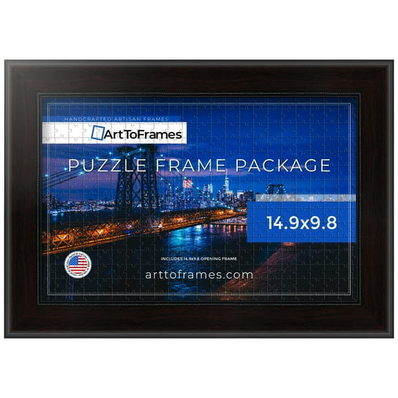 ArtToFrames 14.9x9.8 Inch - 38x25 CM Brown Puzzle Frame for 100 piece Puzzles.1.75 Inch Custom MDF Puzzle Frames, Mahogany and Burgundy - Comes with Regular Glass
