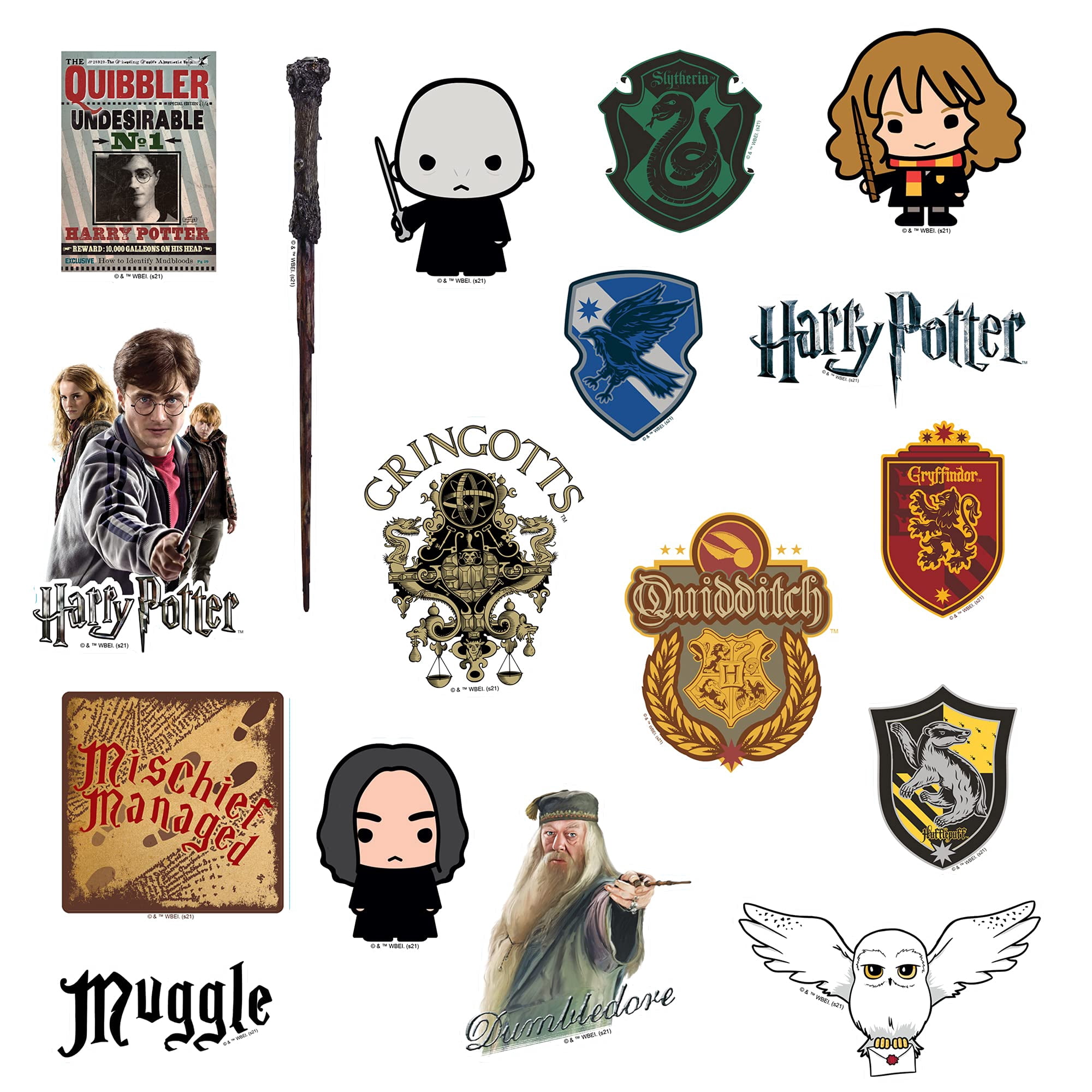 Harry Potter 200ct Vinyl Sticker Pack  Hogwarts Houses, Harry, Hermione, Ron, Dumbledore, Deathly Hallows Die-Cut Stickers for Laptop, Water Bottle, Scrapbooking, Tablet, Indoor & Outdoor