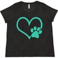 thumbnail image 3 of Inktastic Teal Heart with Paw Print Women's Plus Size T-Shirt, 3 of 5