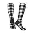 thumbnail image 4 of Easygdp White And Black Plaid Soccer Socks Sport Knee High Socks Calf Compression Athletic Socks for Men and Women, 4 of 9