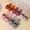 thumbnail image 4 of XIMIN Kid Boys Girls Halloween Slippers Soft Sole Cute Spooky Slippers Black Cat Embroidery Open Toe Cozy Plush Shoes Slip On Footwear Indoor House Shoes, 4 of 5