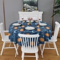 thumbnail image 2 of Blue Sun Moon Star Pattern Round Tablecloth 60"x60",Wrinkle Wipeable Table Cloth for Kitchen Dining Room Picnic Patio Party, 2 of 6
