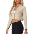 thumbnail image 4 of INSPIRE CHIC Women's Long Sleeve Open Front Notched Lapel Business Cropped Blazer Jackets S Apricot, 4 of 6