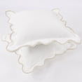 thumbnail image 4 of EvJk 2 PCS Decorative Aesthetic Throw Pillow Covers with Scalloped Border, 18" x 18", White and Camel, 4 of 8