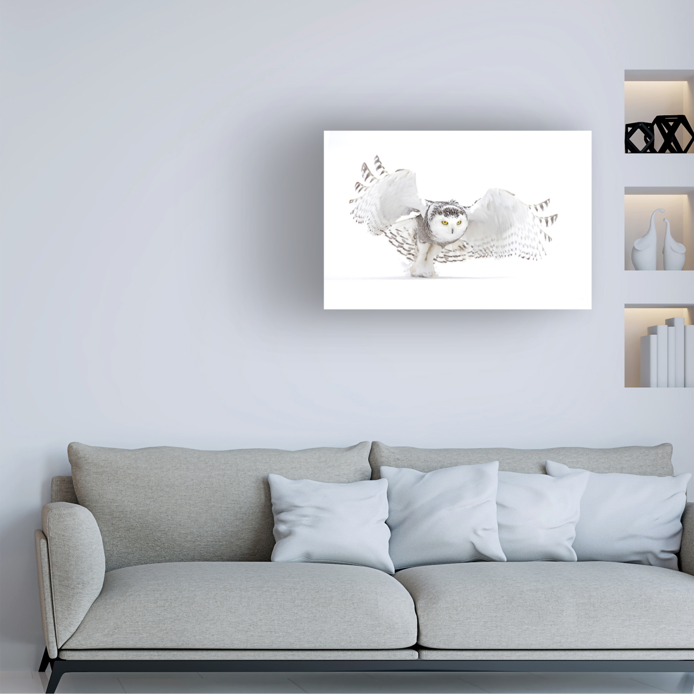 Jim Cumming 'Snowy Owl Jazz Wings' Canvas Art