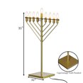 thumbnail image 5 of Large Modern Antique Gold Nine Branch Electric Chabad Style Hanukkah Menorah with Flame Shaped LED Bulbs, 5 of 8
