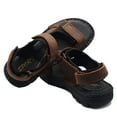 thumbnail image 6 of Men's Sandals Open Toe Casual Genuine Leather Stitching Summer Outdoor Beach Fisherman Hiking Sport Sandals for Men Brown 12, 6 of 8