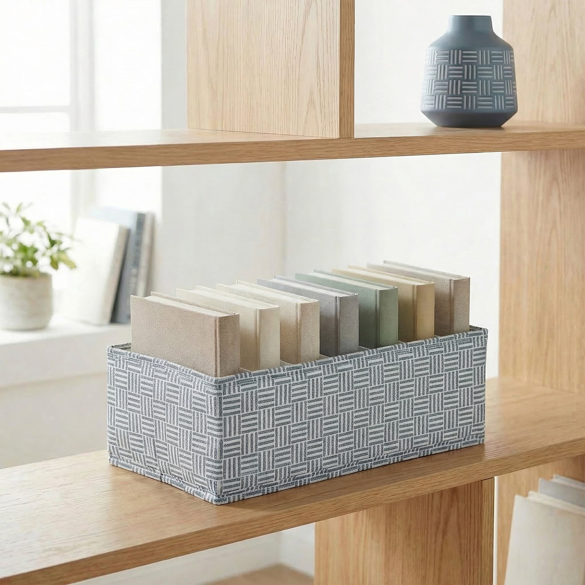 Unique Bargains Collapsible Fabric Storage Bin for Closet Light Blue